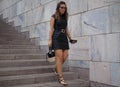 MILANO, Italy: September 21, 2018: Model posing for photographers