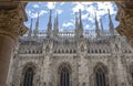 Milano, Italy. The spires of white marble that adorn the entire cathedral. The Duomo is the most famous landmark in Milan Royalty Free Stock Photo