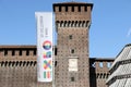 Milano,milan castello sforzesco expo official flag