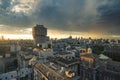 Milano, 2016 panoramic skyline with Italian Alps on Background