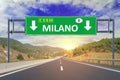 Milano road sign on highway