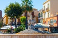 Milazzo, Sicily, Italy - 03 October 2023. The \'Fountain of Amphorae\' or fountain of Stephen Descartes