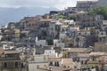 Milazzo tipically neighborhood houses scene in sunny day with messina mountains Royalty Free Stock Photo