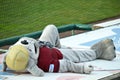 MiLB Mascot Scrappy Dog-Tired During Doubleheader Royalty Free Stock Photo