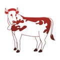 Milch cow cartoon red lines