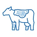 milch cow doodle icon hand drawn illustration