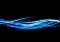 Mild blue smooth futuristic abstract soft lines over black layout Royalty Free Stock Photo