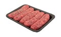 Mild bratwurst sausages in a black tray Royalty Free Stock Photo