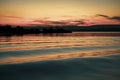 Mild waves in a lake during the sunset with cinematic colorgrading Royalty Free Stock Photo