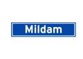 Mildam isolated Dutch place name sign. City sign from the Netherlands.