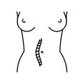 Mildline incision line icon. Abdominal incisions.