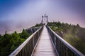 The Mile-High Swinging Bridge in fog, at Grandfather Mountain, N Royalty Free Stock Photo