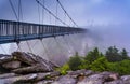 The Mile-High Swinging Bridge in fog, at Grandfather Mountain, N Royalty Free Stock Photo