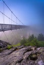 The Mile-High Swinging Bridge in fog, at Grandfather Mountain, N Royalty Free Stock Photo