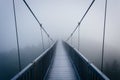 The Mile-High Swinging Bridge in fog, at Grandfather Mountain, N