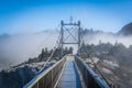 The Mile High Swinging Bridge in fog, at Grandfather Mountain, N Royalty Free Stock Photo