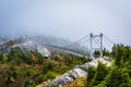 The Mile High Swinging Bridge in fog, at Grandfather Mountain, N Royalty Free Stock Photo