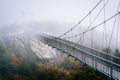 The Mile High Swinging Bridge in fog, at Grandfather Mountain, N Royalty Free Stock Photo