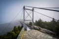 The Mile High Swinging Bridge in fog, at Grandfather Mountain, N Royalty Free Stock Photo