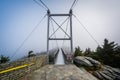 The Mile High Swinging Bridge in fog, at Grandfather Mountain, N