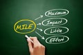 MILE - Maximum impact little effort acronym