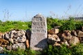 Mile stone behind the road in Malta island