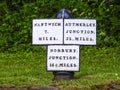 Cast iron signpost on Shropshire Union Canal Royalty Free Stock Photo