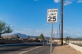 25 miles Speed Limit sign on the road Royalty Free Stock Photo