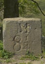 Milestone on canal towpath