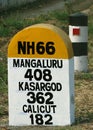 Milestone in indian roads. informative sign boards