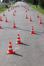 Road cones with reflective band Royalty Free Stock Photo