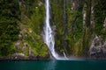 Milford Sound cruise - Stirling Falls, New Zealand Royalty Free Stock Photo