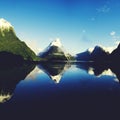 Milford Sound Fiordland New Zealand Rural Nature Concept Royalty Free Stock Photo