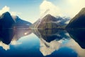 Milford Sound Fiordland New Zealand Rural Nature Concept Royalty Free Stock Photo