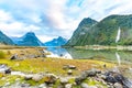 Milford Sound Piopiotahi is a famous attraction in the Fiordland National Park, New Zealand`s South island Royalty Free Stock Photo