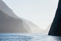 Milford Sound during sunset. Fiordland national park, South island, New Zealand Royalty Free Stock Photo