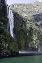 Milford Sound waterfalls.Beautiful New Zealand.
