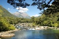 Milford track, picturesque landscape, New Zealand Royalty Free Stock Photo