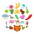 Milieu icons set, cartoon style