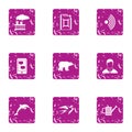 Milieu icons set, grunge style