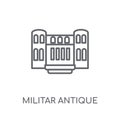 Militar antique building linear icon. Modern outline Militar ant