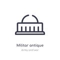 militar antique building outline icon. isolated line vector illustration from army and war collection. editable thin stroke