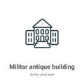 Militar antique building outline vector icon. Thin line black militar antique building icon, flat vector simple element