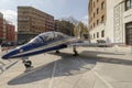 Militar jet trainer in city center, Milan, Italy