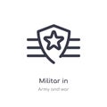 militar in outline icon. isolated line vector illustration from army and war collection. editable thin stroke militar in icon on Royalty Free Stock Photo