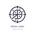 militar radar icon. isolated militar radar icon vector illustration from army and war collection. editable sing symbol can be use Royalty Free Stock Photo