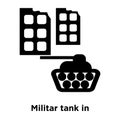 Militar tank in city street icon vector isolated on white background, logo concept of Militar tank in city street sign on
