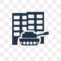 Militar tank in city street vector icon isolated on transparent