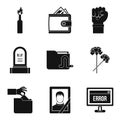 Military action icons set, simple style