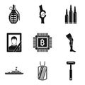 Military aid icons set, simple style Royalty Free Stock Photo